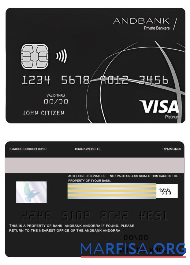 Downloadable Andorra Andbank visa platinum card real example